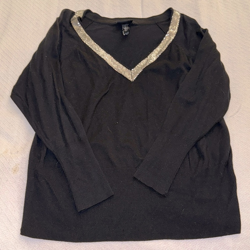 Lane Bryant Sequined V-Neck Long Sleeved Sweater. Worn Once for Xmas.